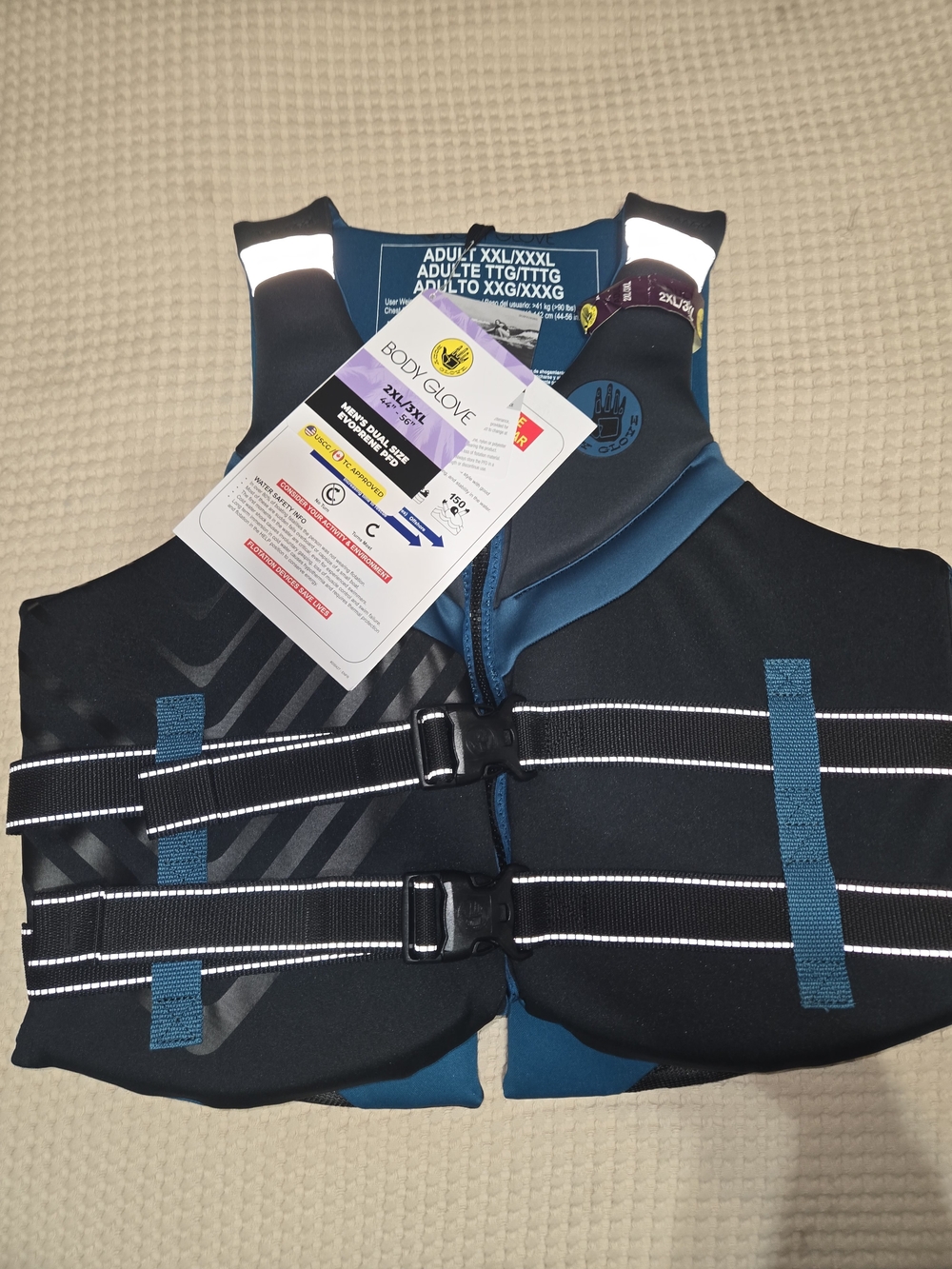 Body Glove Men's Black and Teal Swim Vest
